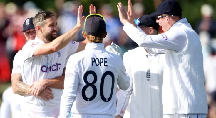 England near victory in first Test against New Zealand.